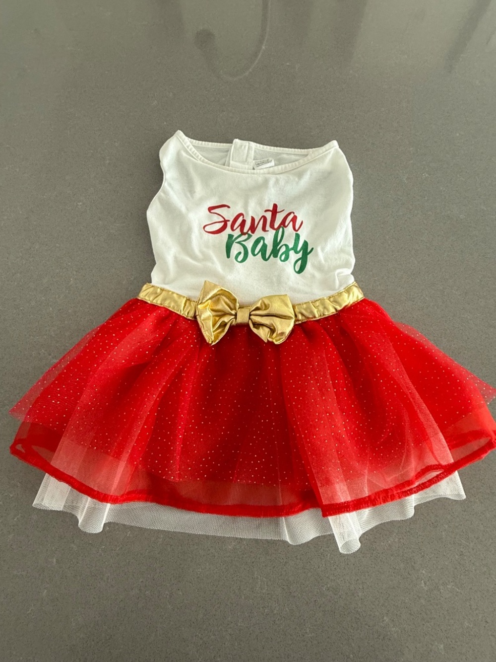 Santa Baby Dog XL Dress Christmas Size Small Red Gold Bow Merry Makings